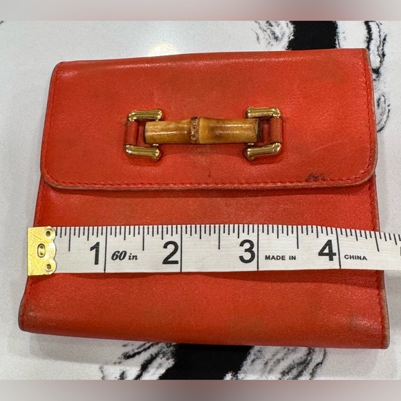 ✨ Vintage Gucci Bamboo Bar Wallet Burnt Orange Leather Bifold Italy - Picture 15 of 16